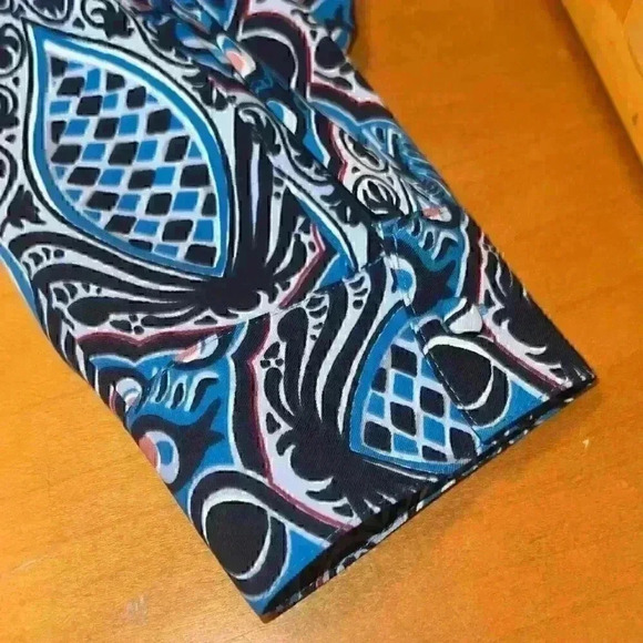 Loft Electric Sapphire Baroque Print Midi Dress Blue Size Small Side Slit - Picture 10 of 12